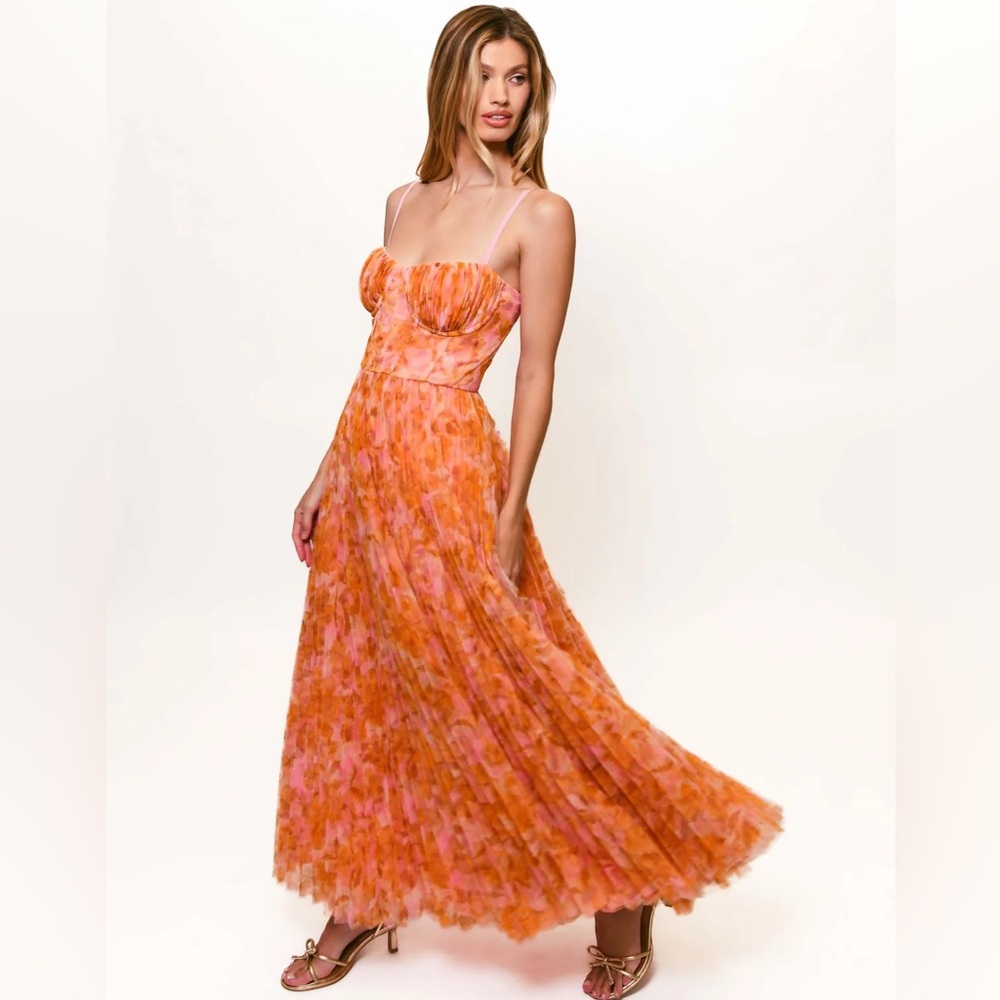 Hutch Orange Pink Floral Maxi Dress
